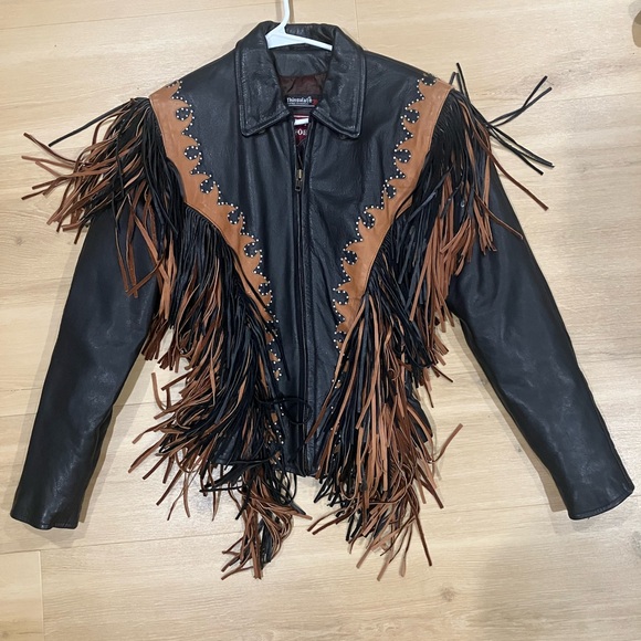 Jackets & Blazers - Black and Brown Fringe Leather Jacket